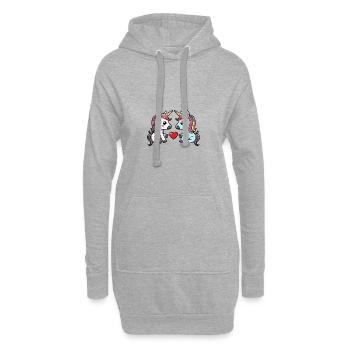 Licorne Couple Saint-Valentin - Sweat-shirt à capuche long Femme - gris chiné - Devant