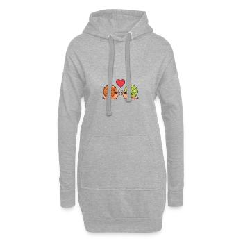 Escargot Couple Saint-Valentin - Sweat-shirt à capuche long Femme - gris chiné - Devant