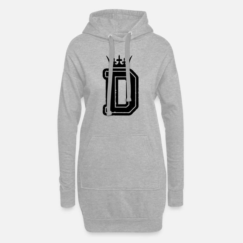 buchstabe_d_king_01 - Hoodie-Kleid - Grau meliert