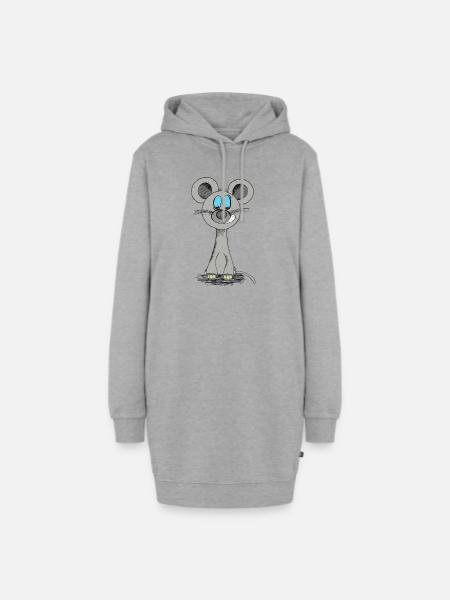 Lustige Maus - Hoodie-Kleid - Grau meliert