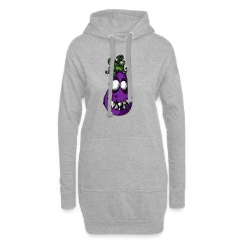 Légume aubergine - Sweat-shirt à capuche long Femme - gris chiné - Devant