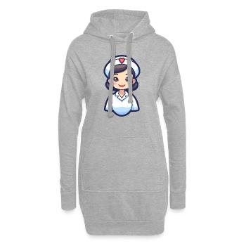 Krankenschwester - Hoodie-Kleid - Grau meliert - Vorne