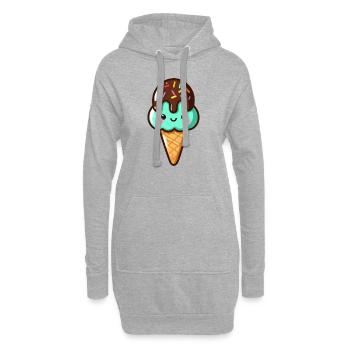 Glace chocolat pistache mignonne - Sweat-shirt à capuche long Femme - gris chiné - Devant