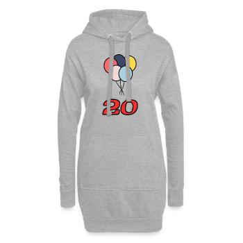 20. 20 ANS. 20e ANNIVERSAIRE. ANNIVERSAIRE 20 ANS. - Sweat-shirt à capuche long Femme - gris chiné - Devant