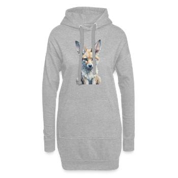 Fennec Renard - Sweat-shirt à capuche long Femme - gris chiné - Devant