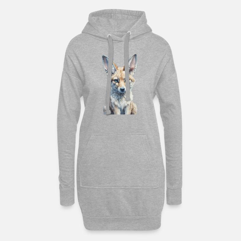 Fennec Fox - Hoodie-Kleid - Grau meliert