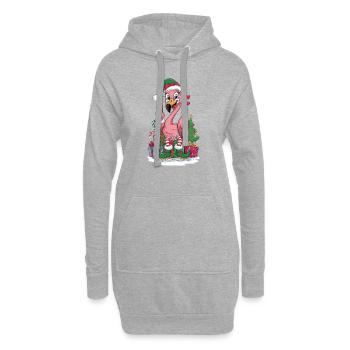 Flamingo Elfe Weihnachten Friedenshand - Hoodie-Kleid - Grau meliert - Vorne