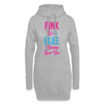 Pink or Blue Mommy Loves You Baby Gender Reveal - Sweat-shirt à capuche long Femme - gris chiné - Devant