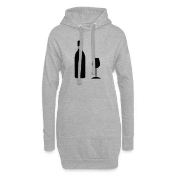 Idée cadeau de vin Bouteille de vin en verre de vin - Sweat-shirt à capuche long Femme - gris chiné - Devant
