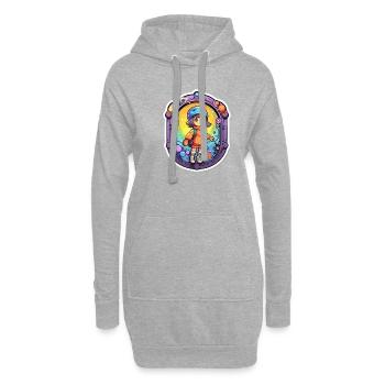 Cute Cartoon Dimension Traveler - Hoodie-Kleid - Grau meliert - Vorne