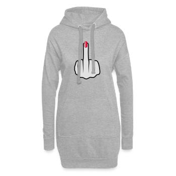 Vernis à ongles doigt moyen femmes - Sweat-shirt à capuche long Femme - gris chiné - Devant
