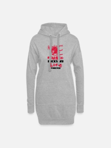Music rocks my Life Musik Spruch Band Geschenk - Hoodie-Kleid - Grau meliert