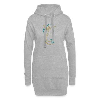 Colibri jaune avec ornements - Sweat-shirt à capuche long Femme - gris chiné - Devant