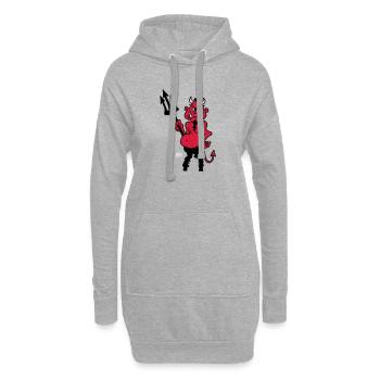 Gros diable rouge - Sweat-shirt à capuche long Femme - gris chiné - Devant