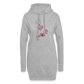Fleurs et papillons, style coccinelle. - Sweat-shirt à capuche long Femme - gris chiné - Devant