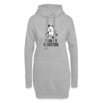 Mein Vater kann alles reparieren Einhorn Tochter Vater - Hoodie-Kleid - Grau meliert - Vorne