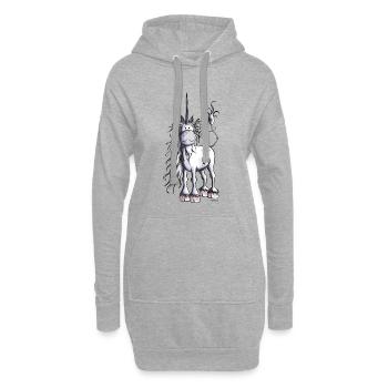 Es ist Einhorn Zeit - Hoodie-Kleid - Grau meliert - Vorne