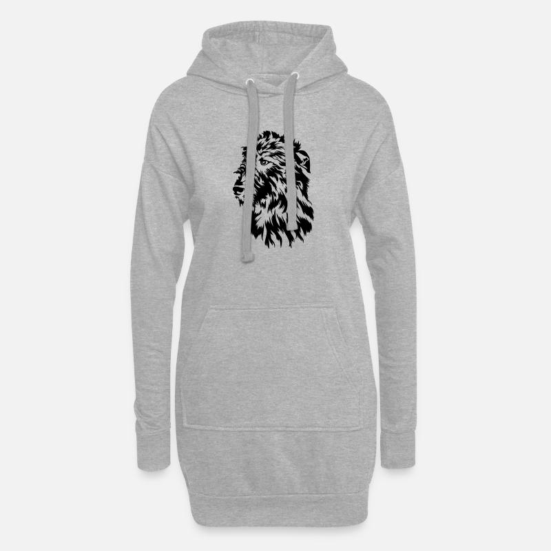 Irish Wolfhound Kopf - Hoodie-Kleid - Grau meliert