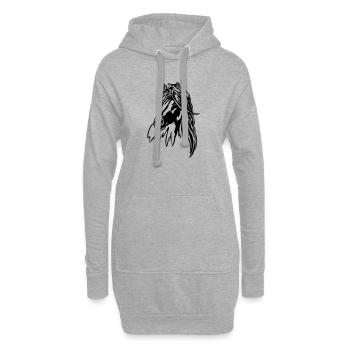 Tête de cheval - Sweat-shirt à capuche long Femme - gris chiné - Devant