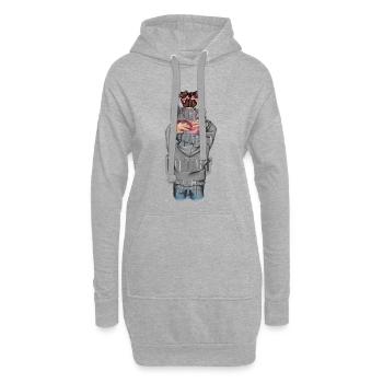 Les grands-pères ont toujours le temps petite-fille - Sweat-shirt à capuche long Femme - gris chiné - Devant