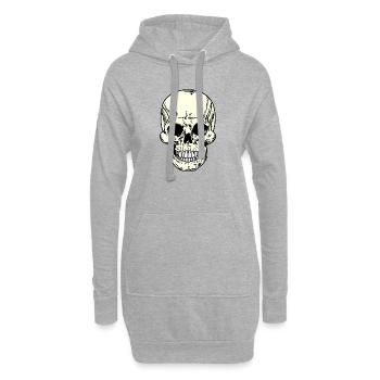 Crâne crânien - Sweat-shirt à capuche long Femme - gris chiné - Devant