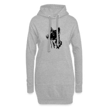 Tête de Basenji - Sweat-shirt à capuche long Femme - gris chiné - Devant