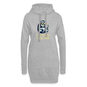 Paresseux lit un livre, lit, livres, bibliothèque - Sweat-shirt à capuche long Femme - gris chiné - Devant