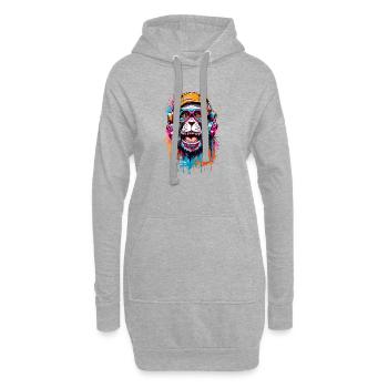 Singe cool - Sweat-shirt à capuche long Femme - gris chiné - Devant