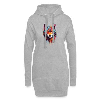 Loup cool - Sweat-shirt à capuche long Femme - gris chiné - Devant