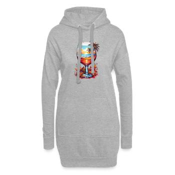 Verre de vin de plage - Sweat-shirt à capuche long Femme - gris chiné - Devant