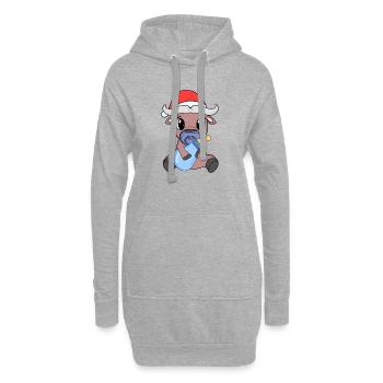 Ochse Baby Weihnachten - Hoodie-Kleid - Grau meliert - Vorne