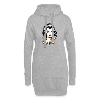 Tatouage rétro inspiré de Wanda Design - Sweat-shirt à capuche long Femme - gris chiné - Devant