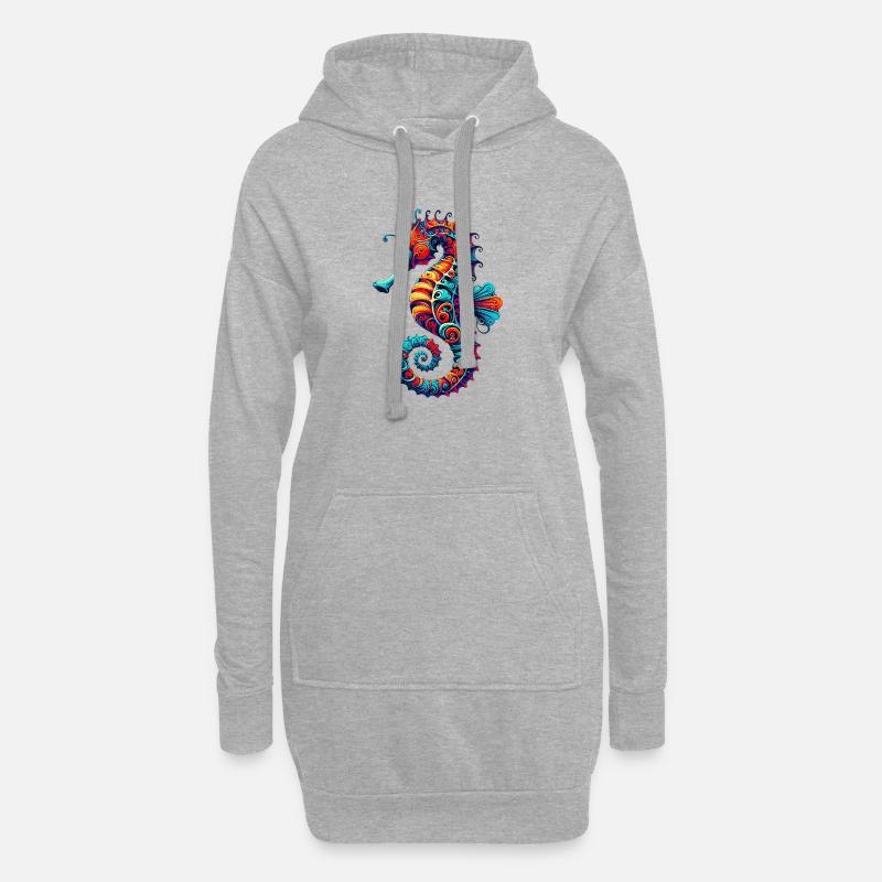 Seepferdchen - Hoodie-Kleid - Grau meliert