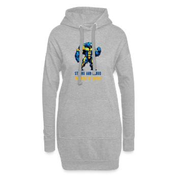 Ours suédois fort et fier - Sweat-shirt à capuche long Femme - gris chiné - Devant
