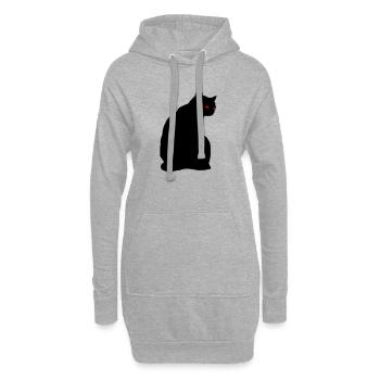 Chat noir - Sweat-shirt à capuche long Femme - gris chiné - Devant