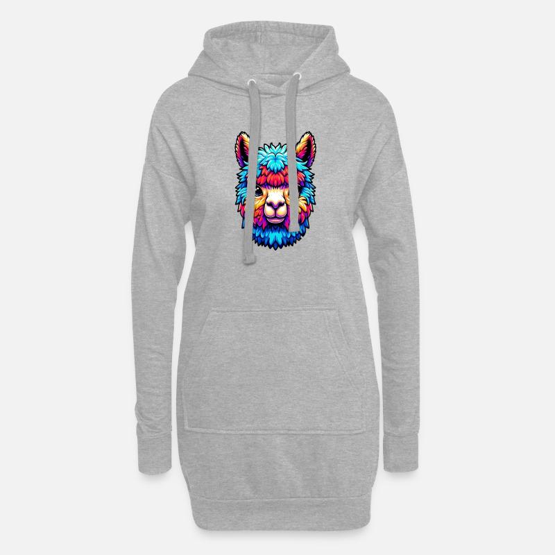 Alpaka - Hoodie-Kleid - Grau meliert