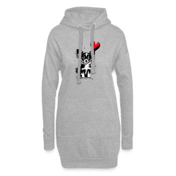 Chihuahua avec ballon en forme de cœur - Heartful Creatures - Sweat-shirt à capuche long Femme - gris chiné - Devant
