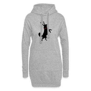 Hund mit Rentiergeweih – Lustiges Xmas Design - Hoodie-Kleid - Grau meliert - Vorne