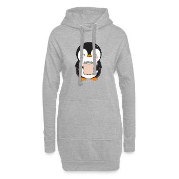 Niedlicher Pinguin mit Kaffeetasse - Entzückendes Design - Hoodie-Kleid - Grau meliert - Vorne