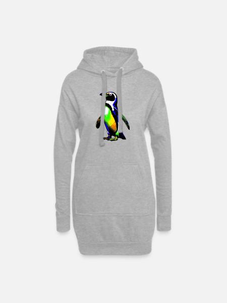 Pinguin - Hoodie-Kleid - Grau meliert
