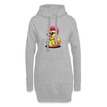 Canard punk cool avec cœur - Sweat-shirt à capuche long Femme - gris chiné - Devant