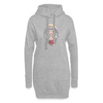 fille gothique avec un cadeau de corbeaux - Sweat-shirt à capuche long Femme - gris chiné - Devant