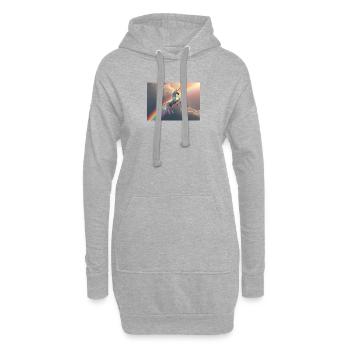 Galaktischer Einhornflug über Regenbogen - Hoodie-Kleid - Grau meliert - Vorne