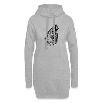 Tatouage tribal loup nordique - Sweat-shirt à capuche long Femme - gris chiné - Devant