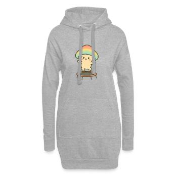 Petit champignon avec chapeau arc-en-ciel sur trampoline - Sweat-shirt à capuche long Femme - gris chiné - Devant