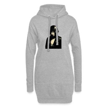Affe mit Brille und Helm in Lederjacke - Hoodie-Kleid - Grau meliert - Vorne