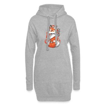 Vibranter Fox Ukiyo Stil - Hoodie-Kleid - Grau meliert - Vorne