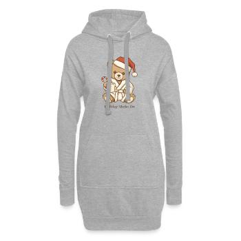 Vintage Teddy Holiday Mode On Weihnachten - Hoodie-Kleid - Grau meliert - Vorne