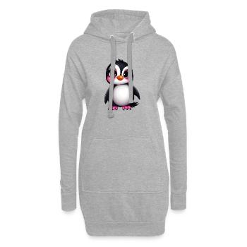 süßer Pinguin :) - Hoodie-Kleid - Grau meliert - Vorne