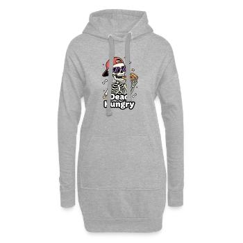 Pizza squelette affamé mort - Sweat-shirt à capuche long Femme - gris chiné - Devant